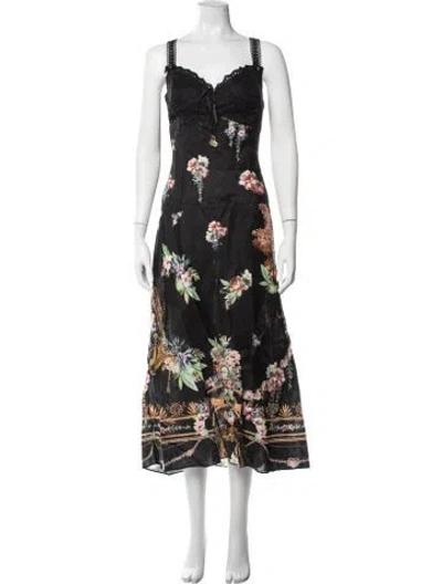 Pre-owned Camilla Linen Midi Length Dress W/ Tags In Black