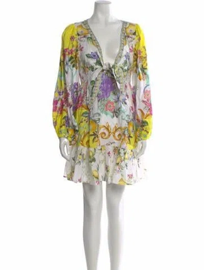 Pre-owned Camilla Linen Mini Dress In Black