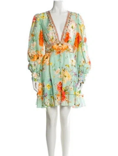 Pre-owned Camilla Linen Mini Dress In Blue