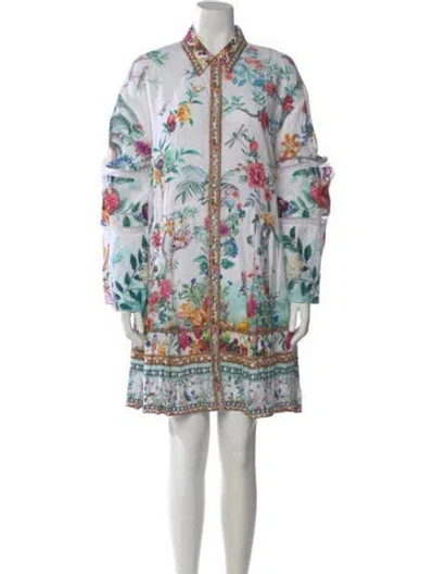 Pre-owned Camilla Linen Mini Dress In Blue
