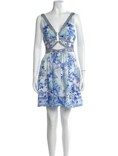 Pre-owned Camilla Linen Mini Dress In Blue