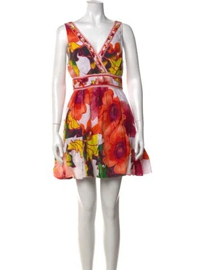 Pre-owned Camilla Linen Mini Dress In Multicolor
