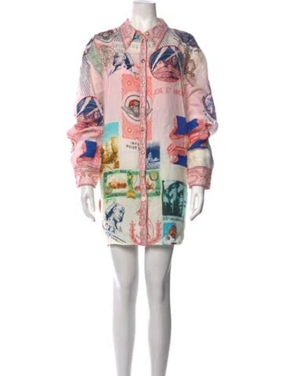 Pre-owned Camilla Linen Mini Dress In Multicolor