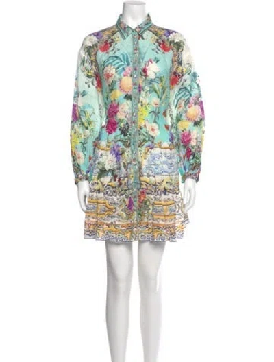 Pre-owned Camilla Linen Mini Dress In Neutral