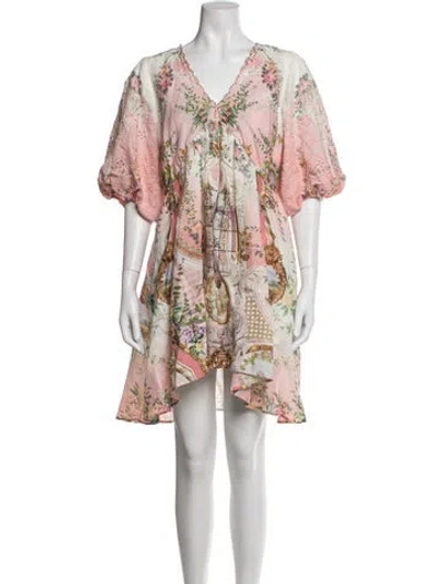 Pre-owned Camilla Linen Mini Dress In Pink