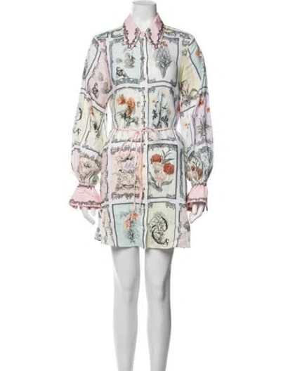 Pre-owned Camilla Linen Mini Dress W/ Tags In Pink/yellow