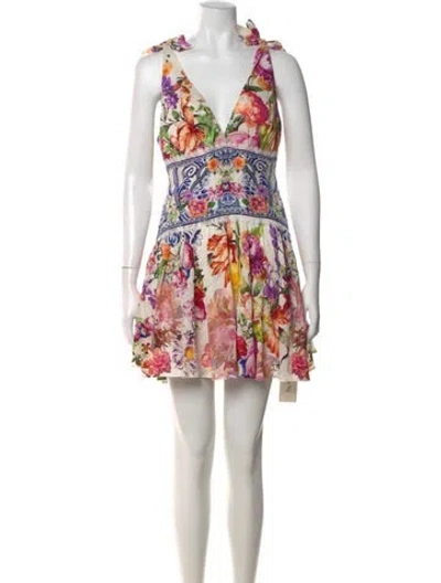 Pre-owned Camilla Linen Mini Dress In White