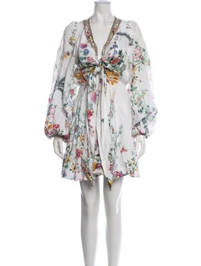 Pre-owned Camilla Linen Mini Dress In White