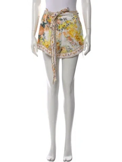 Pre-owned Camilla Linen Mini Shorts In Neutral