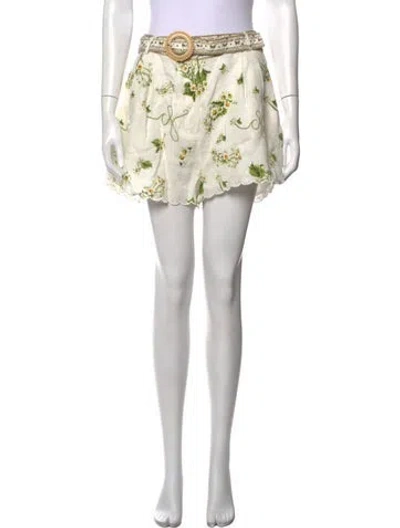 Pre-owned Camilla Linen Mini Shorts In Neutrals/orange