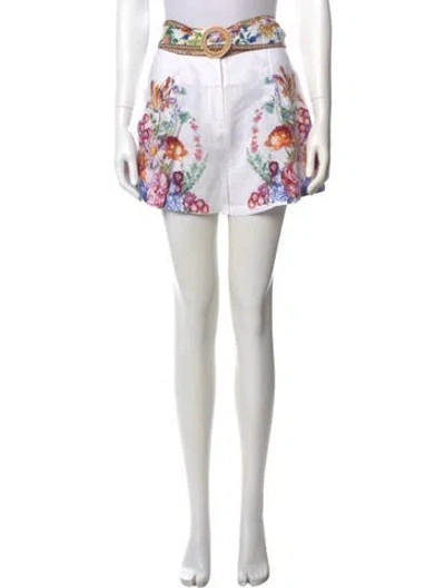 Pre-owned Camilla Linen Mini Shorts In White