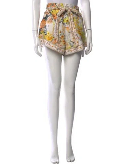 Pre-owned Camilla Linen Mini Shorts In Yellow