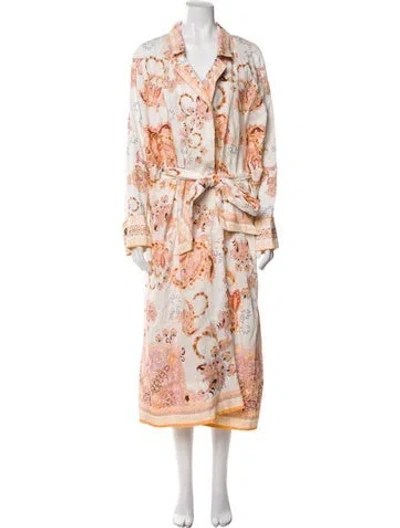 Pre-owned Camilla Linen Printed Robe W/ Tags In Multi