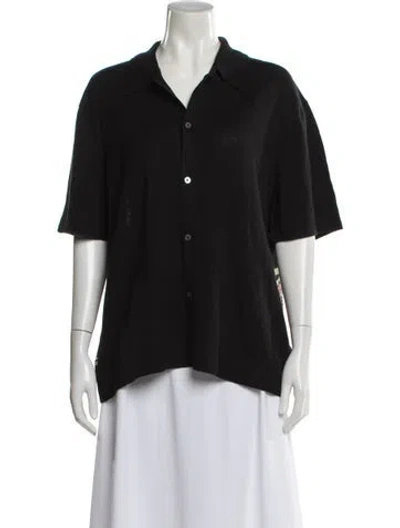 Pre-owned Camilla Linen Short Sleeve Blouse W/ Tags In Black