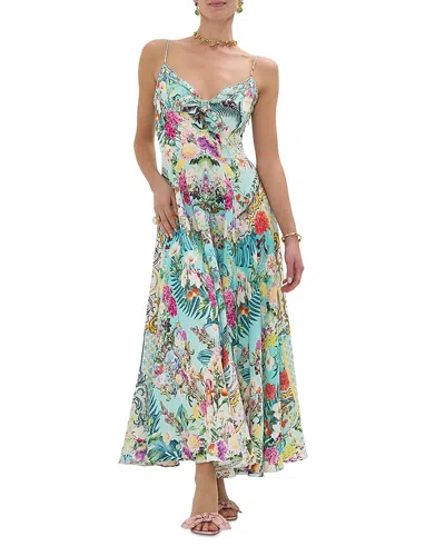 Camilla Linen Tie Front Floral Print Dress In Gardens Of Queluz