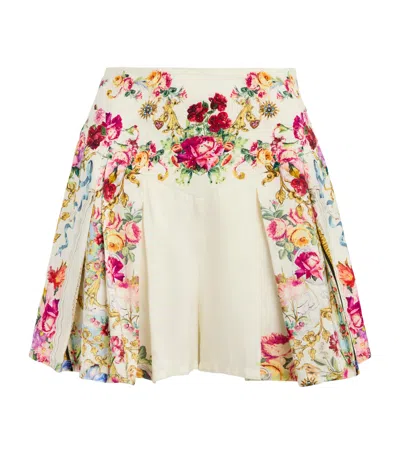 Camilla Linen-silk Embellished Shorts In Multi