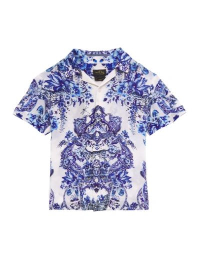 Camilla Little Boy's & Boy's Floral Print Short-sleeve Shirt In Blue Multi