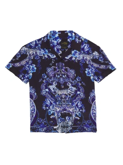 Camilla Little Boy's & Boy's Floral Print Short-sleeve Shirt In Dark Blue Multi