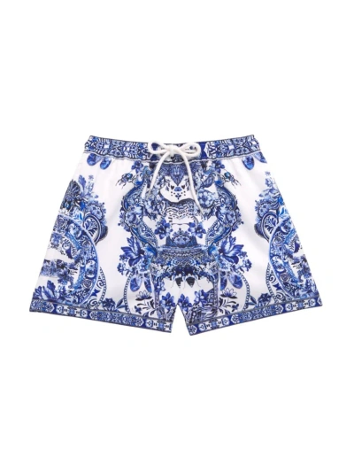 Camilla Little Boy's & Boy's Floral Print Shorts In Blue Multi
