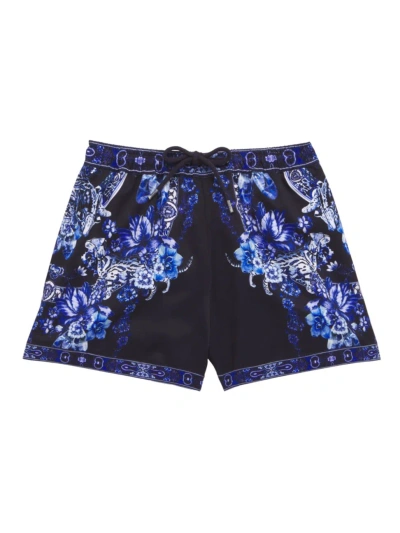 Camilla Little Boy's & Boy's Floral Print Shorts In Dark Blue Multi
