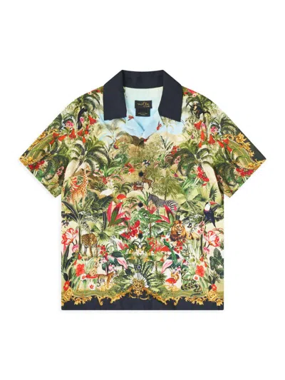 Camilla Little Boy's & Boy's Jungle-print Short-sleeve Shirt In Gray
