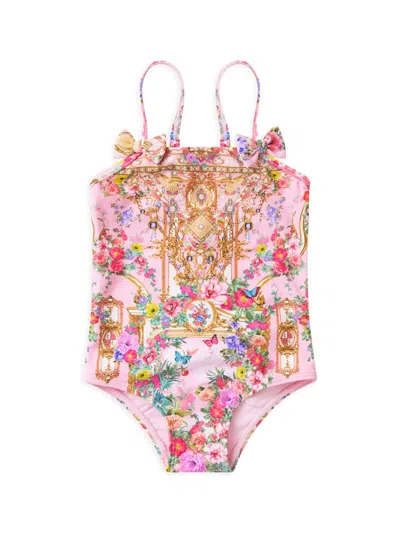 Camilla Little Girl's & Girl's Bow-accent Printed One-piece Swimsuit In Multi