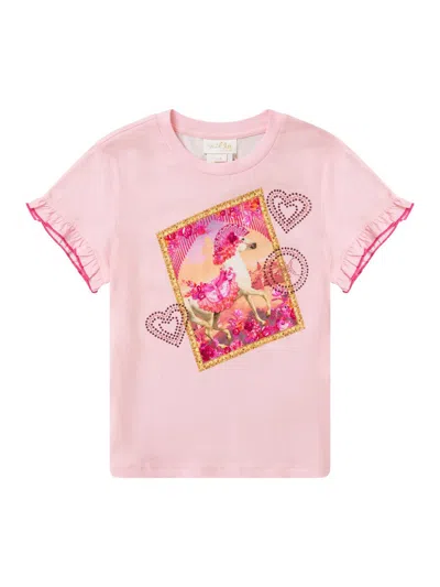 Camilla Little Girl's & Girl's Embellished Graphic Frill-sleeve T-shirt In Pink