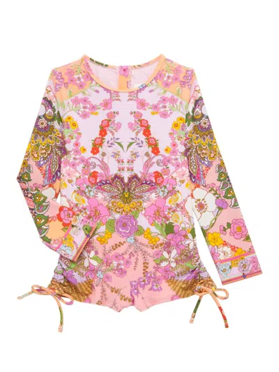 Camilla Little Girl's & Girl's Floral Print Long-sleeve Paddlesuit In Pink Multi