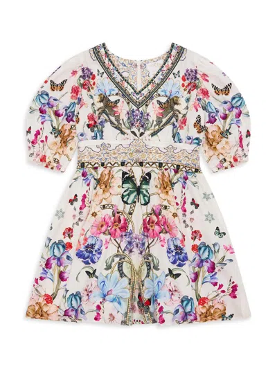 Camilla Little Girl's & Girl's Floral Puff-sleeve Dress In Multi