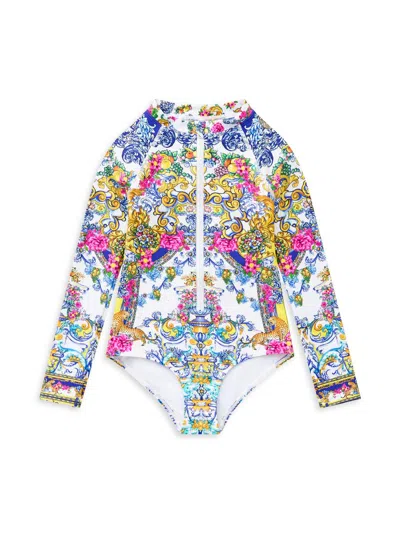 Camilla Little Girl's & Girl's Long-sleeve Rashguard Swimsuit In Multi