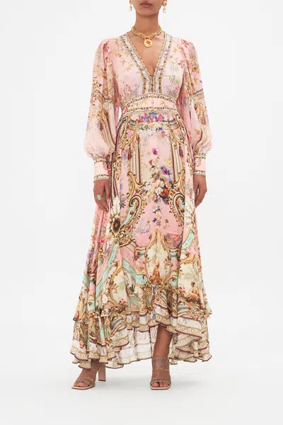 Camilla Long Button Front Dress Letters From The Pink Room In Peach/