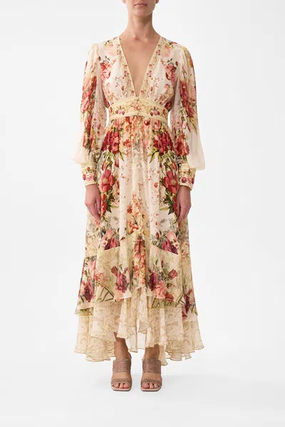 Camilla Long Button Front Dress Meet Me At The Majestic In Pink