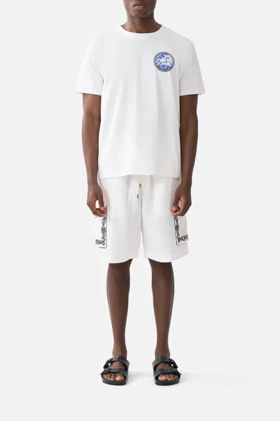 Camilla Long Cargo Short With Elastic Waist A Tiled Wonderland In White