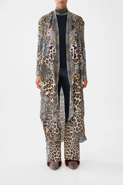 Camilla Long Casual Jacket With Pockets Istanbul Animalia In Multi