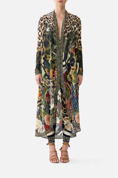 Camilla Long Casual Jacket With Pockets Leotigra Land In Multi