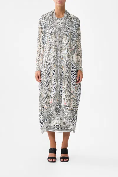 Camilla Long Casual Jacket With Pockets Marble Heaven In Gray