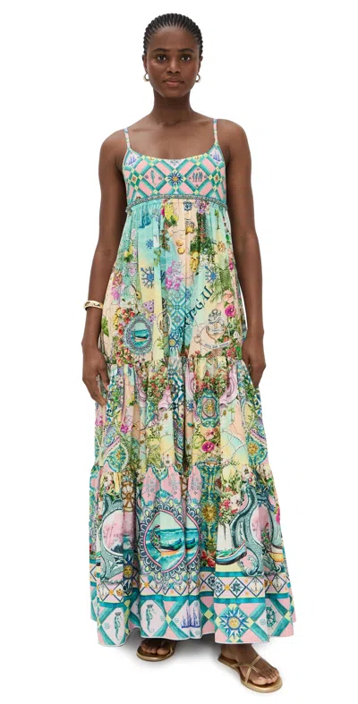 Camilla Long Dress With Jersey Bodice Just Coasting In Multi
