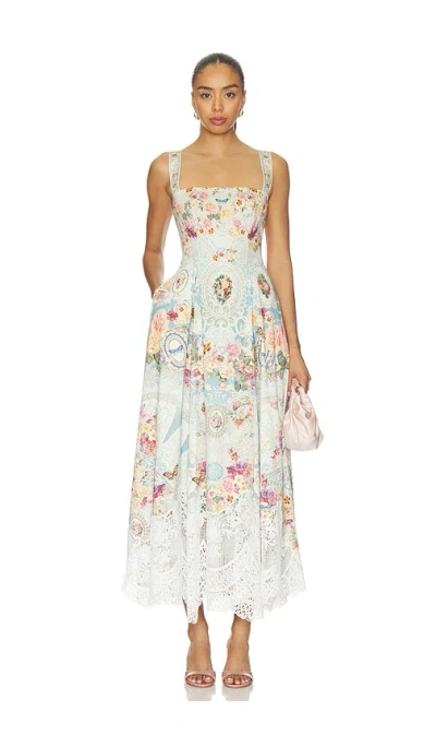 Camilla Taste For Lace Floral-print Lace-trim Midi Dress In Multi