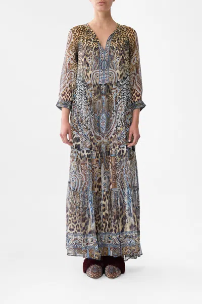 Camilla Long Gathered Panel Dress Istanbul Animalia In Multi