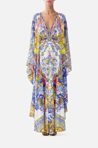 Camilla Long Kaftan With Waist Detail España Nirvana In Multi