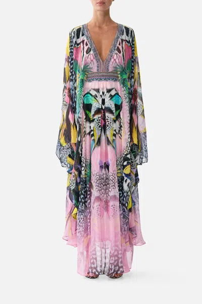 Camilla Long Kaftan With Waist Detail Millamorphosis In Pink