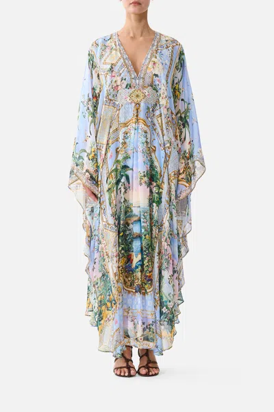 Camilla Long Kaftan With Waist Detail Sisi Society In Blue