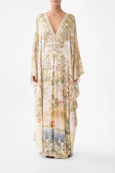 Camilla Long Kaftan With Waist Detail Twilight In Istanbul In Neutral