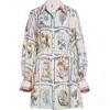 CAMILLA CAMILLA LONG LIVE LETTERPRESS LONG SLEEVE LINEN SHIRTDRESS