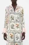 Camilla Botanical-print Silk Shirt In Long Live Letterpress