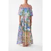 Camilla Long Off Shoulder Frill Dress With Straps Spirit Of Santa Maria In Multi
