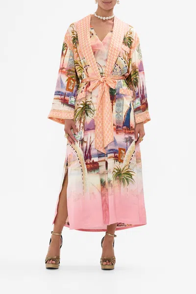 Camilla Long Robe With Flared Sleeve Millas Got Mail In Pink