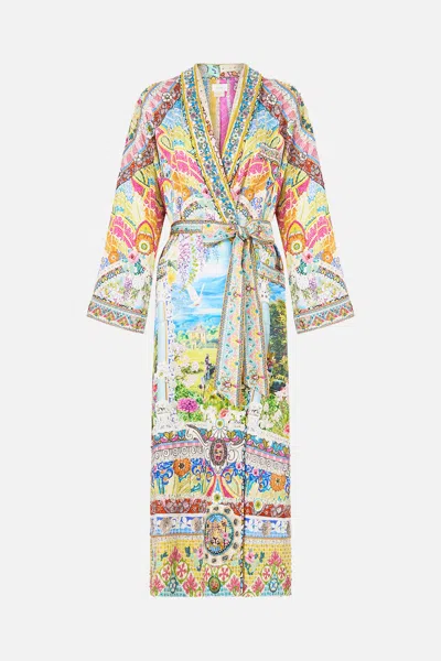 Camilla Long Robe With Flared Sleeve Navàs Nouveau In Multi