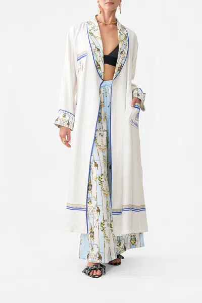 Camilla Long Robe With Tie Venus On A Vespa In White
