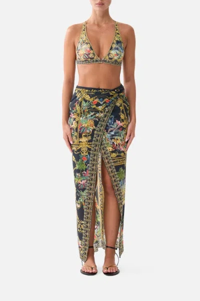 Camilla Long Sarong W Gathered Bar Trim In Multi